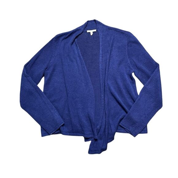 NWOT Eileen Fisher Blue Cardigan Sweater Open Front Size Petite Medium - Picture 1 of 3